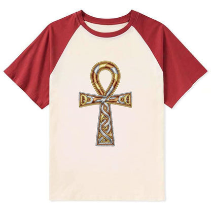 Ankh of Life - Contrast Raglan T-shirt - Red