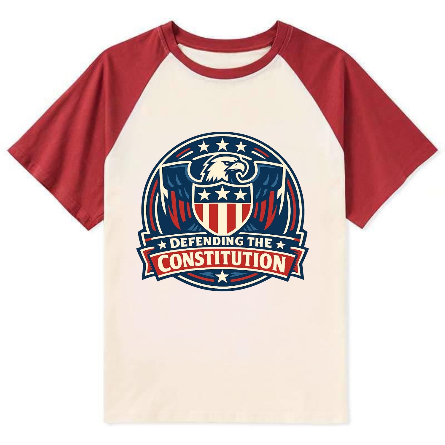 Defend Constitution - Contrast Raglan T-shirt - Red