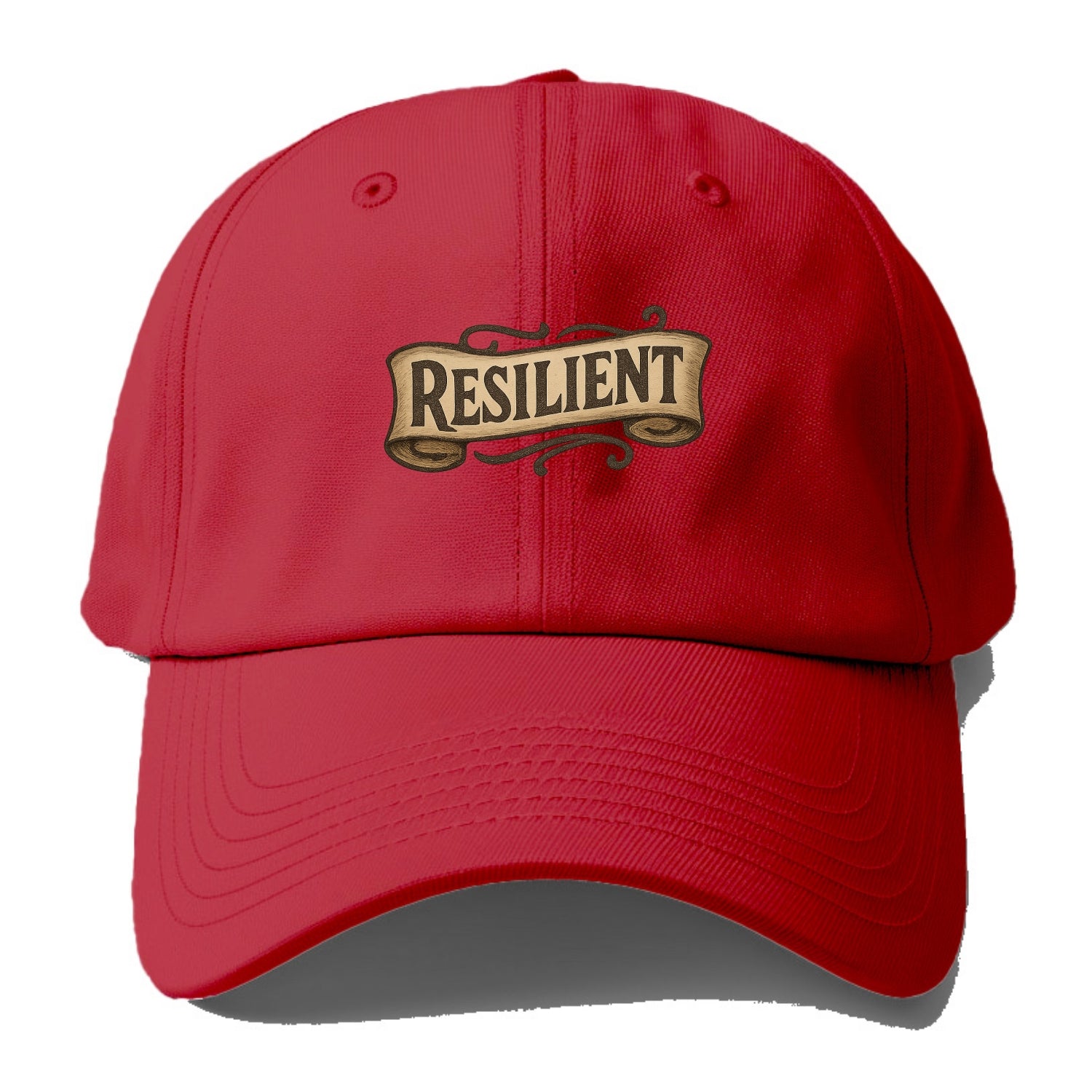 Bold typography design - "RESILIENT" - bouncing back, unbreakable spirit - Baseball Cap - Red
