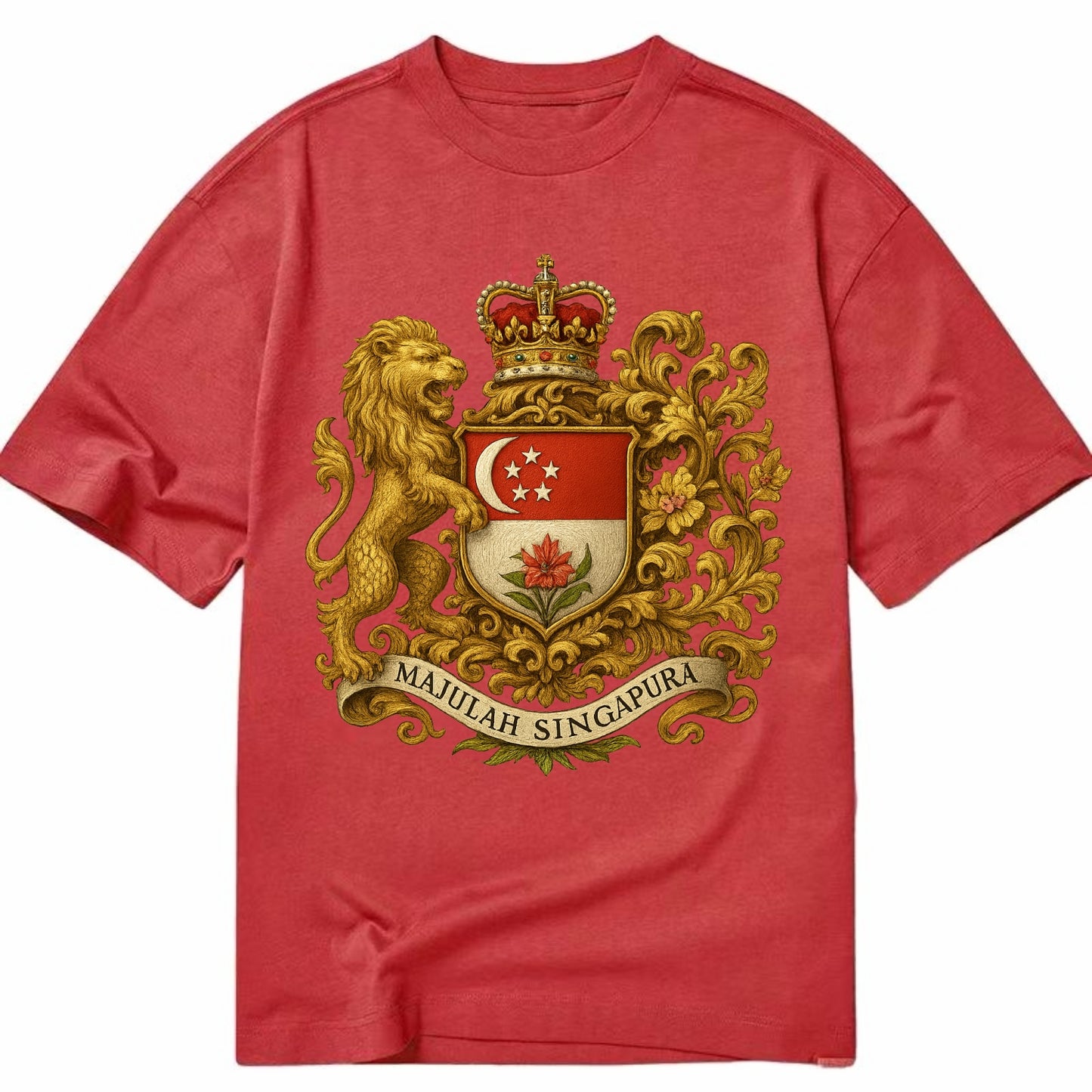 Singapore Merlion Emblem  - Classic T-shirt - Red