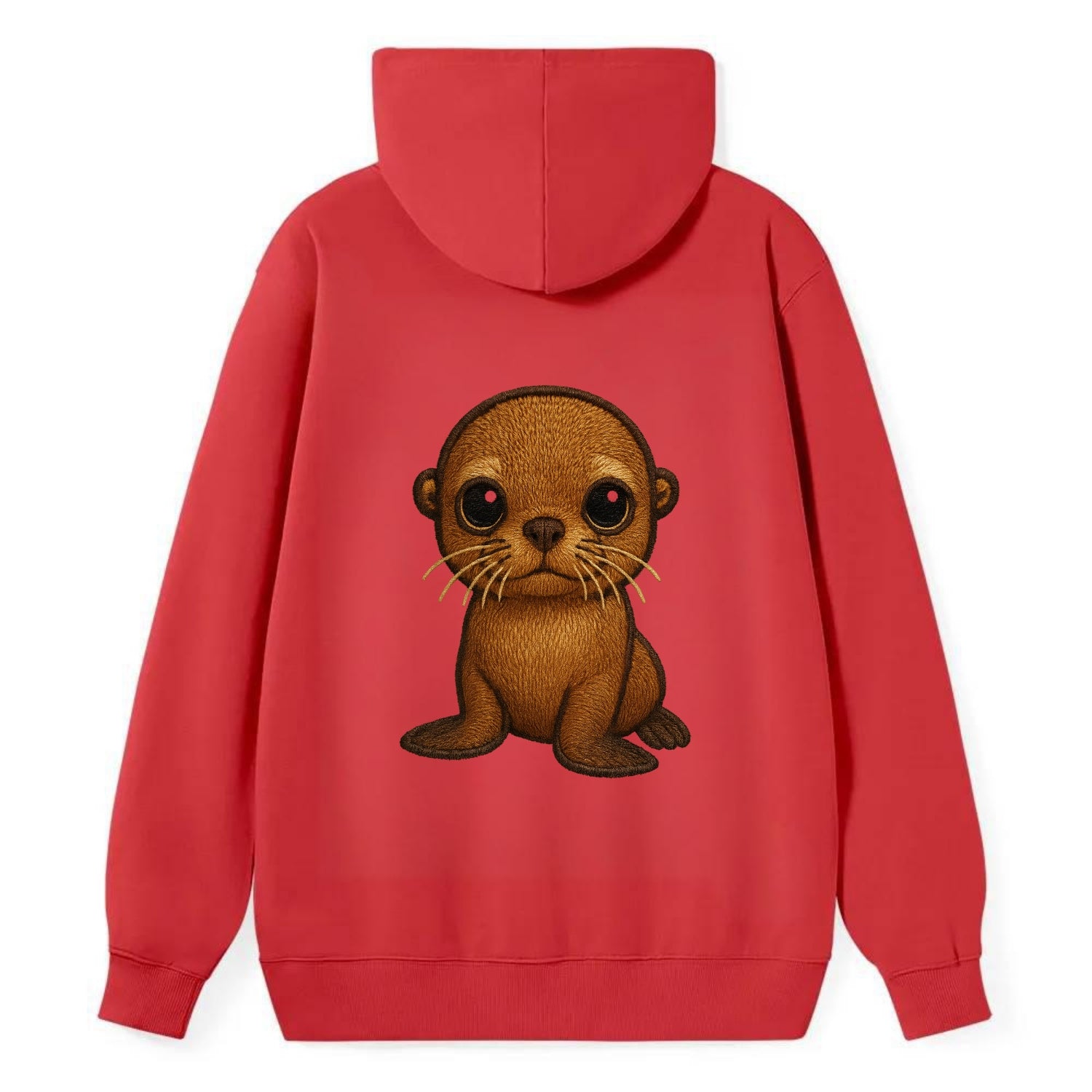 Baby California Sea Lion - golden brown, large expressive eyes, whiskers, - Classic Pullover Hoodie - Red