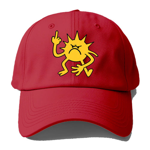 MORNINGS ARE PUNISHMENT | Grumpy sun with middle finger - Baseball Cap