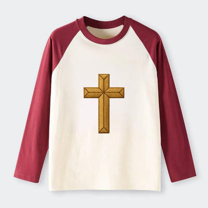 Rock Cross  - Raglan Long Sleeve T-Shirt - Red