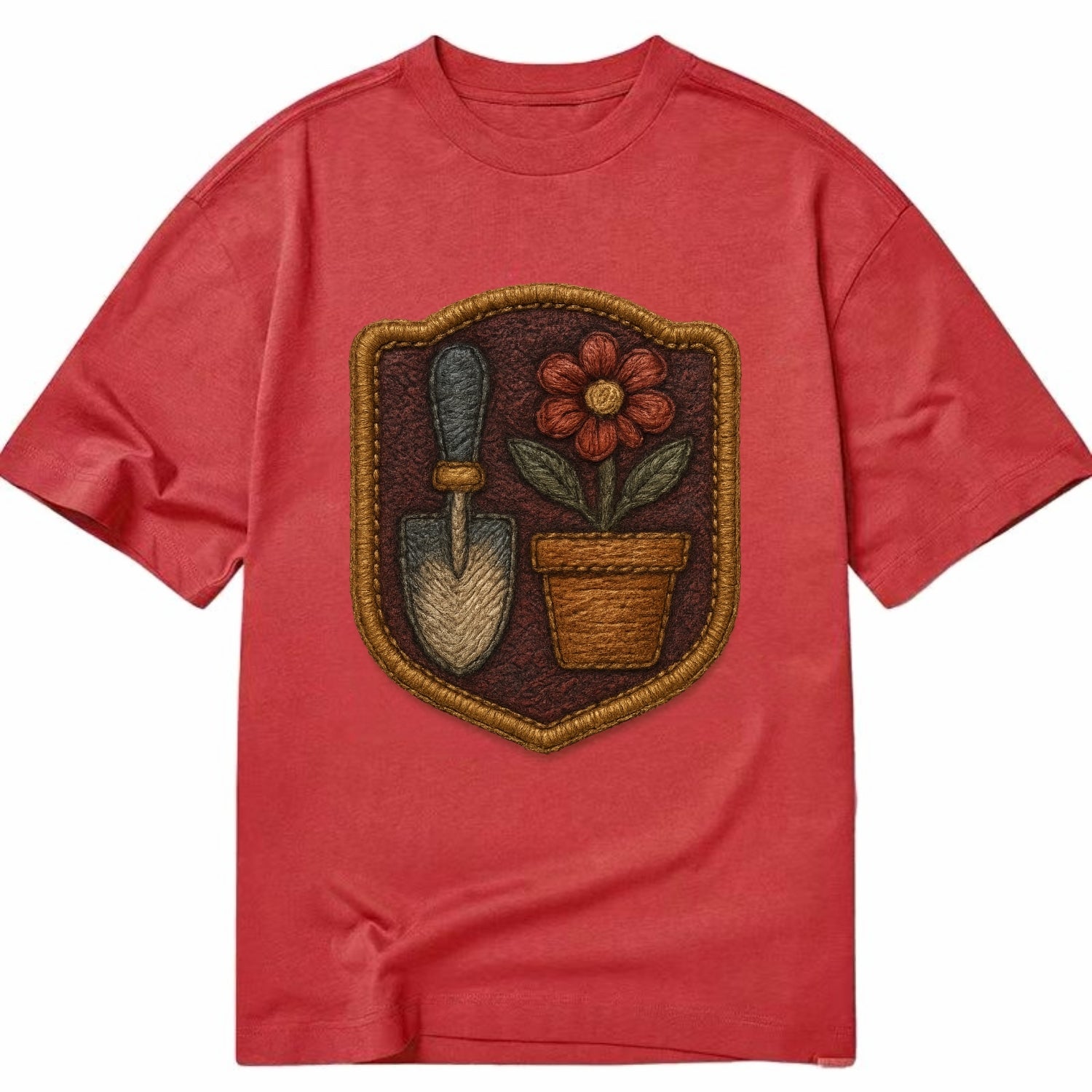 Garden trowel with flower pot - gardener badge - Classic T-shirt - Red