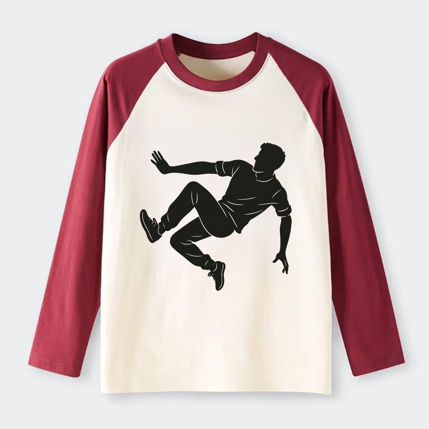Parkour athlete wall run - Raglan Long Sleeve T-Shirt - Red