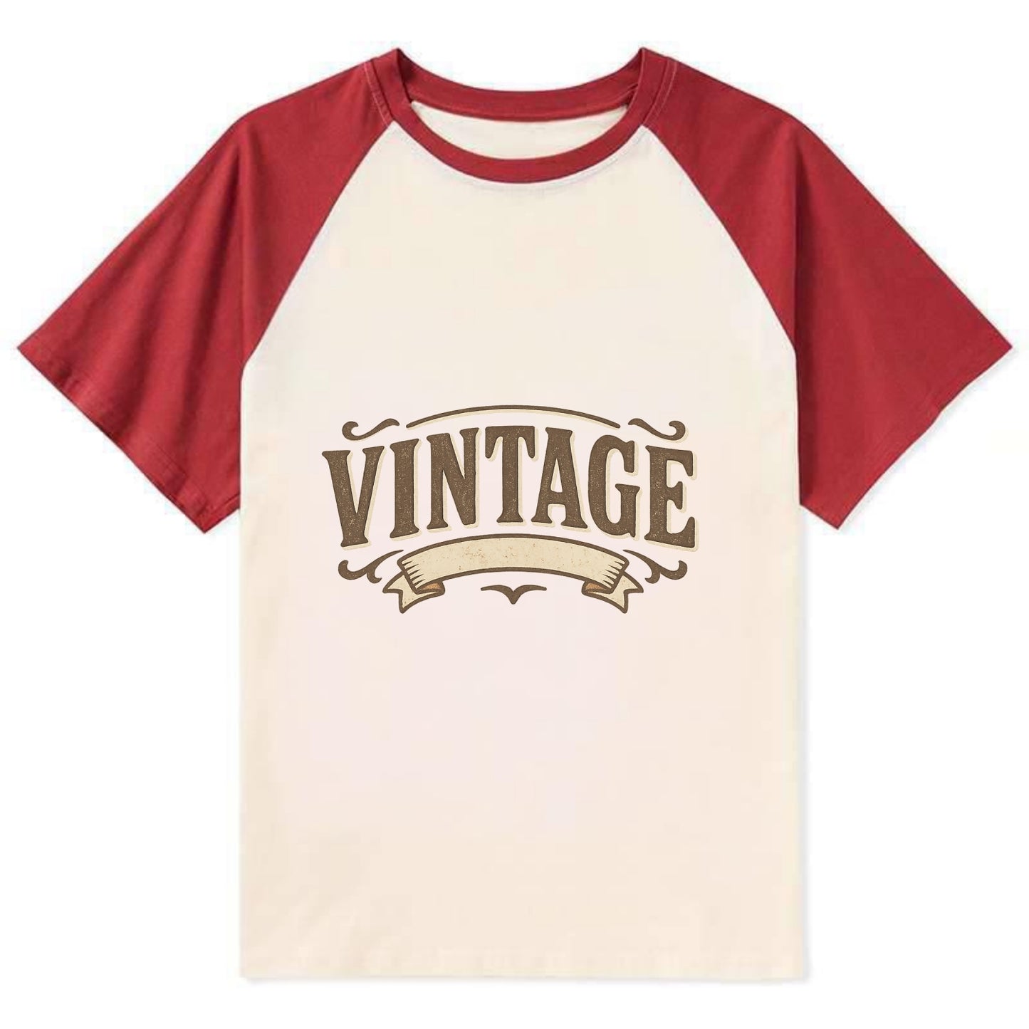 Bold typography design - "CENTERED" - aligned, focused, balanced within - Contrast Raglan T-shirt - Red