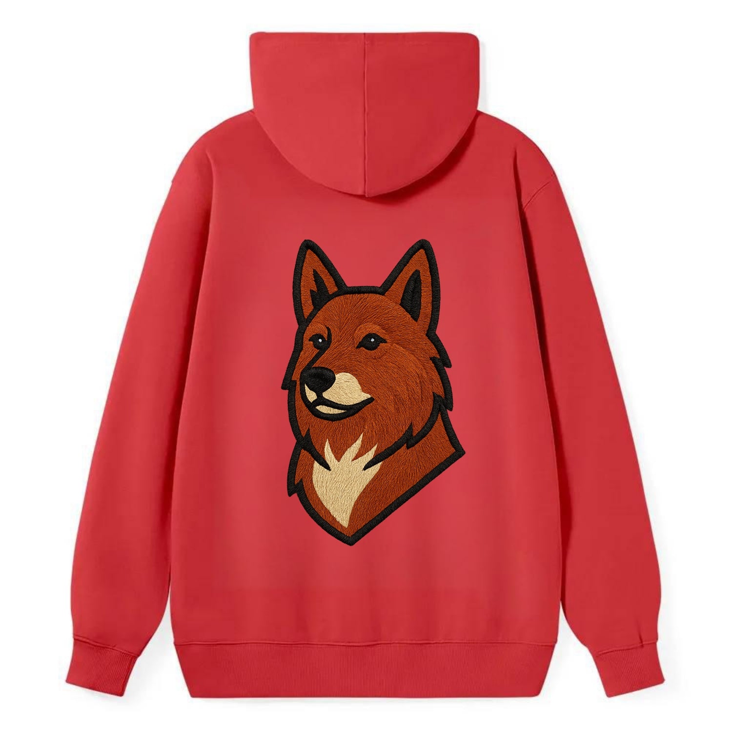 Finnish Spitz - Fox-red pointed ears embroidered pose - Classic Pullover Hoodie - Red
