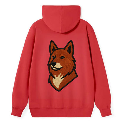 Finnish Spitz - Fox-red pointed ears embroidered pose - Classic Pullover Hoodie - Red