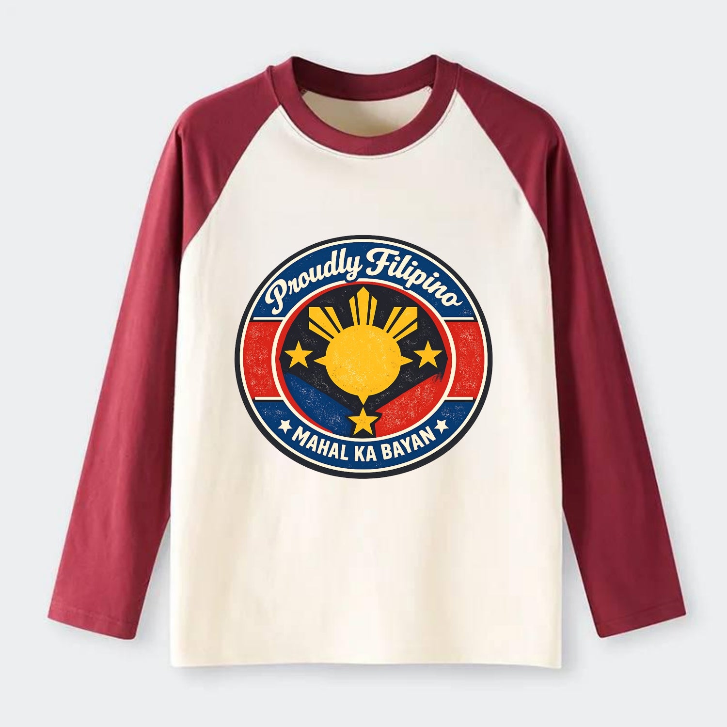 Radiant Philippine Heritage - Raglan Long Sleeve T-Shirt - Red