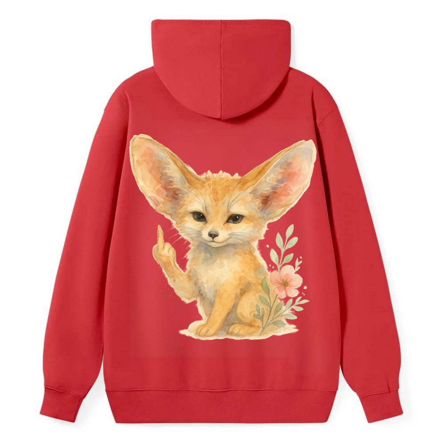 tiny fennec fox with oversized ears, one small paw raised in sass - Classic Pullover Hoodie - Red