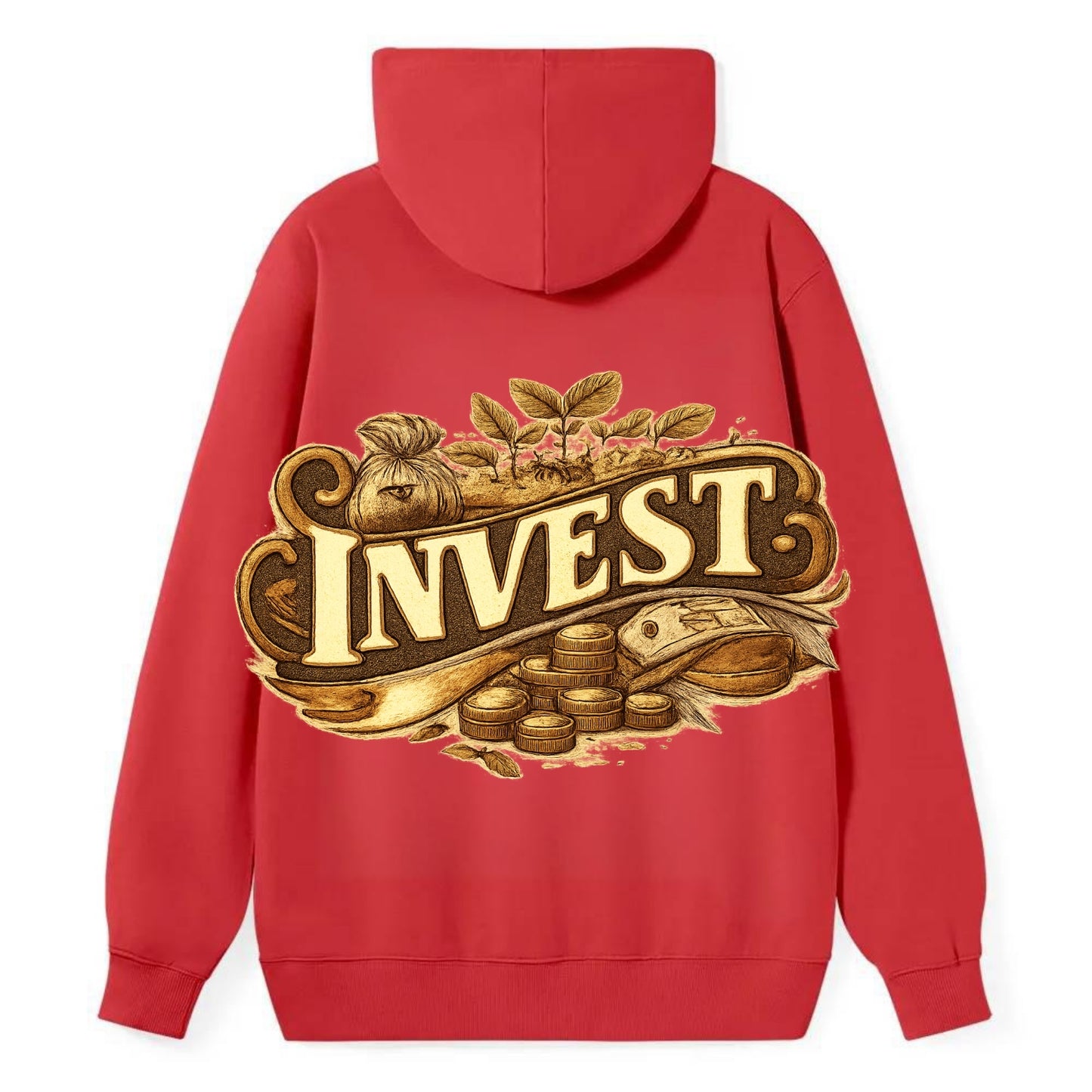Bold typography design - "INVEST" - growing money, smart decisions - Classic Pullover Hoodie - Red