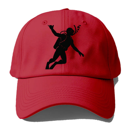 Scuba diver descending with gear - Baseball Cap - Red
