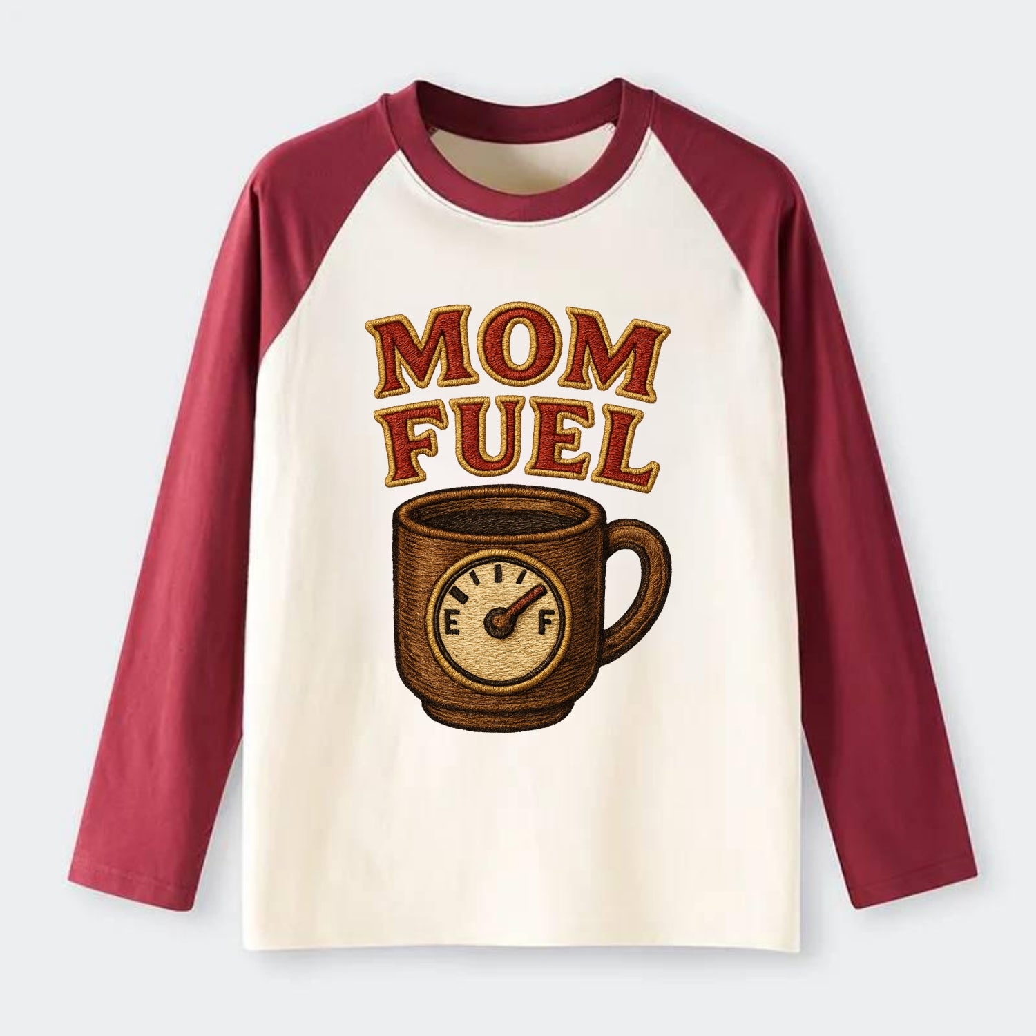 Mom Fuel  - Raglan Long Sleeve T-Shirt - Red