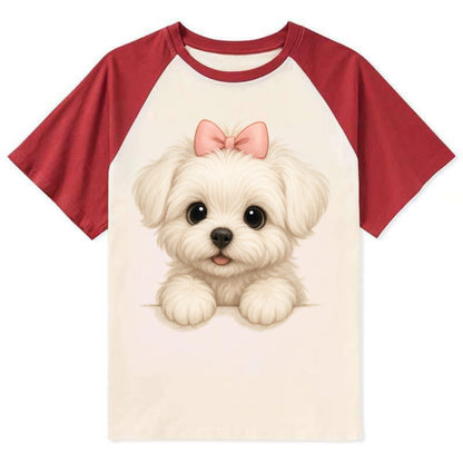 Maltese  - Contrast Raglan T-shirt - Red