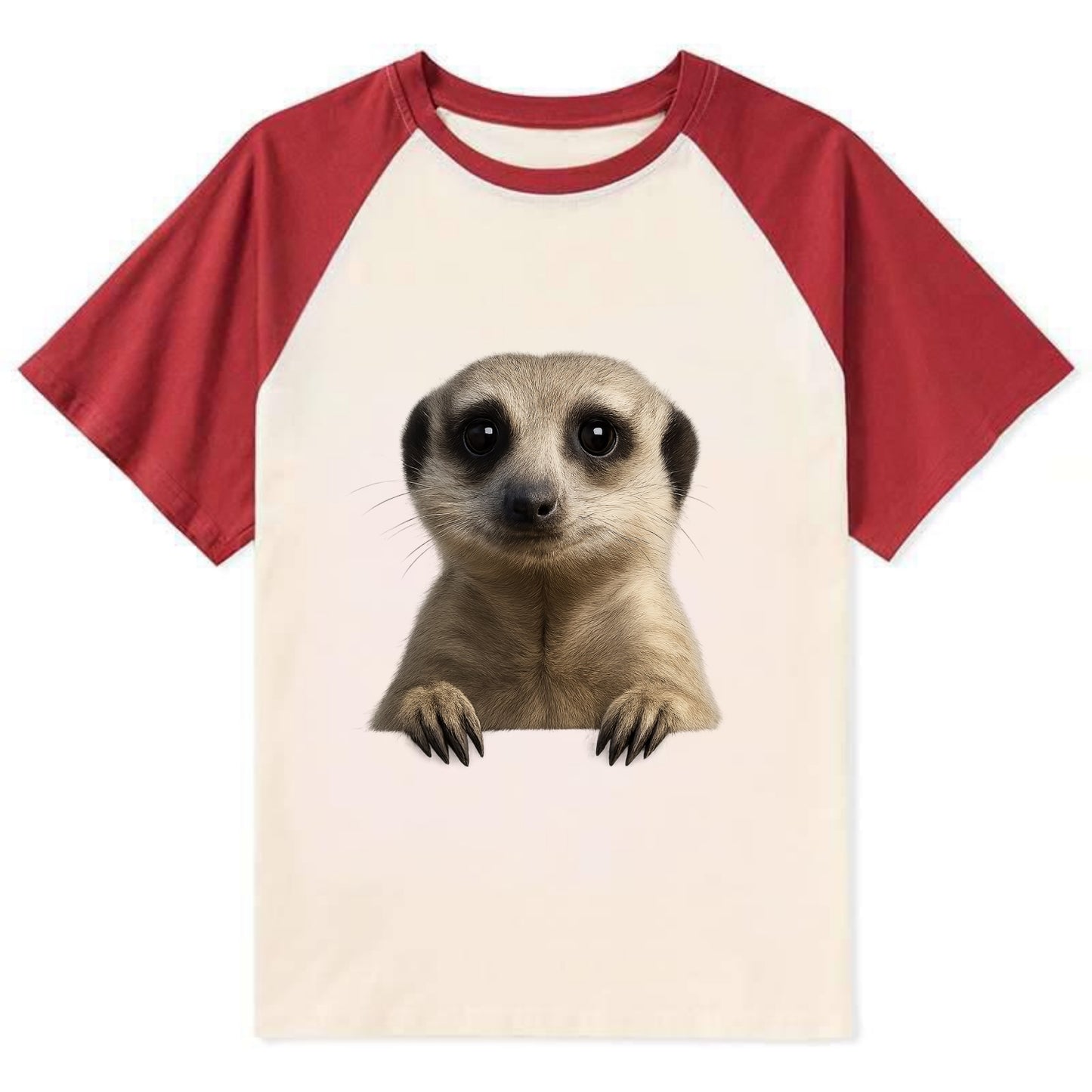 Meerkat  - Contrast Raglan T-shirt - Red