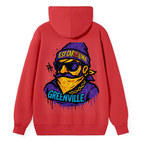 Greenville Pirate wearing East Carolina beanie with skull patch - Classic Pullover Hoodie