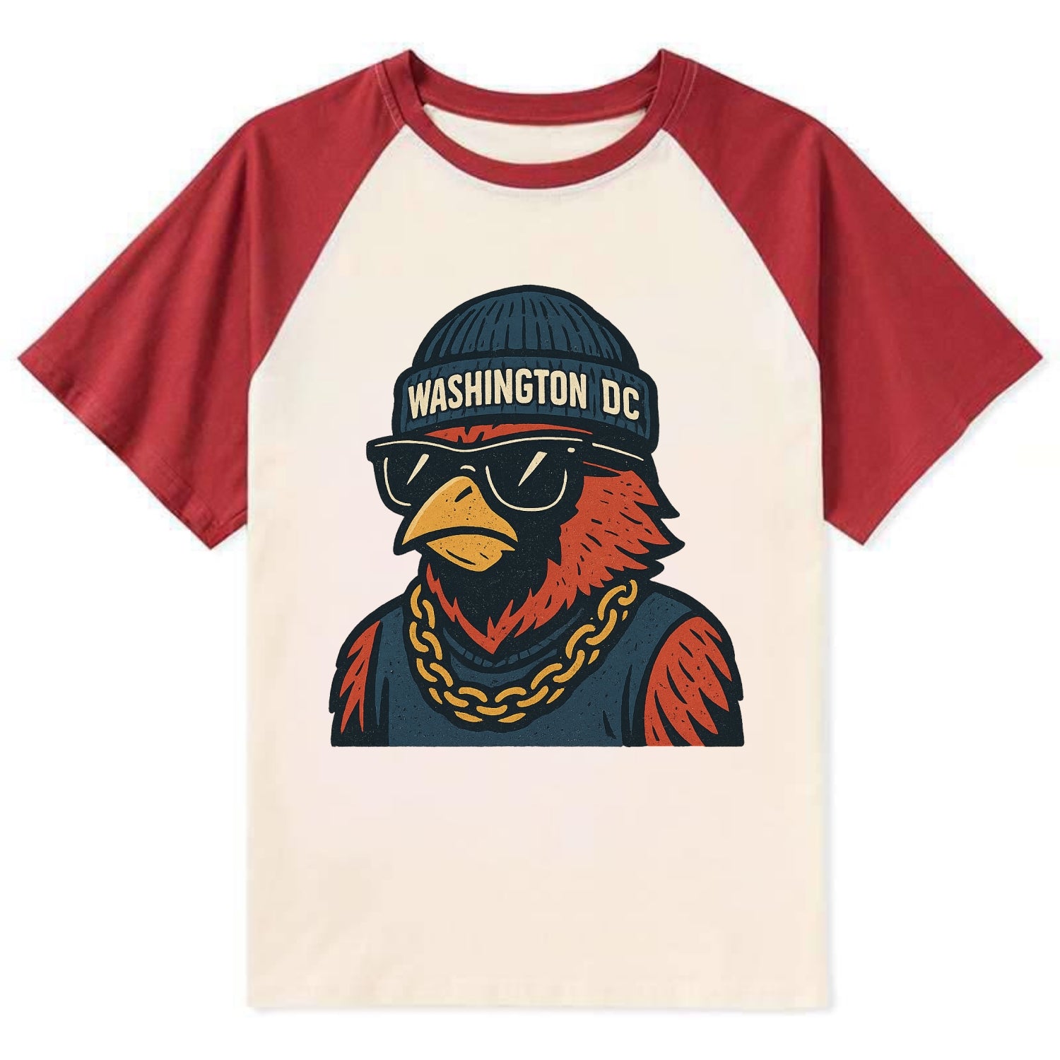 "cardinal" "washington Dc" "dc" "navy" "us East" - Contrast Raglan T-shirt - Red
