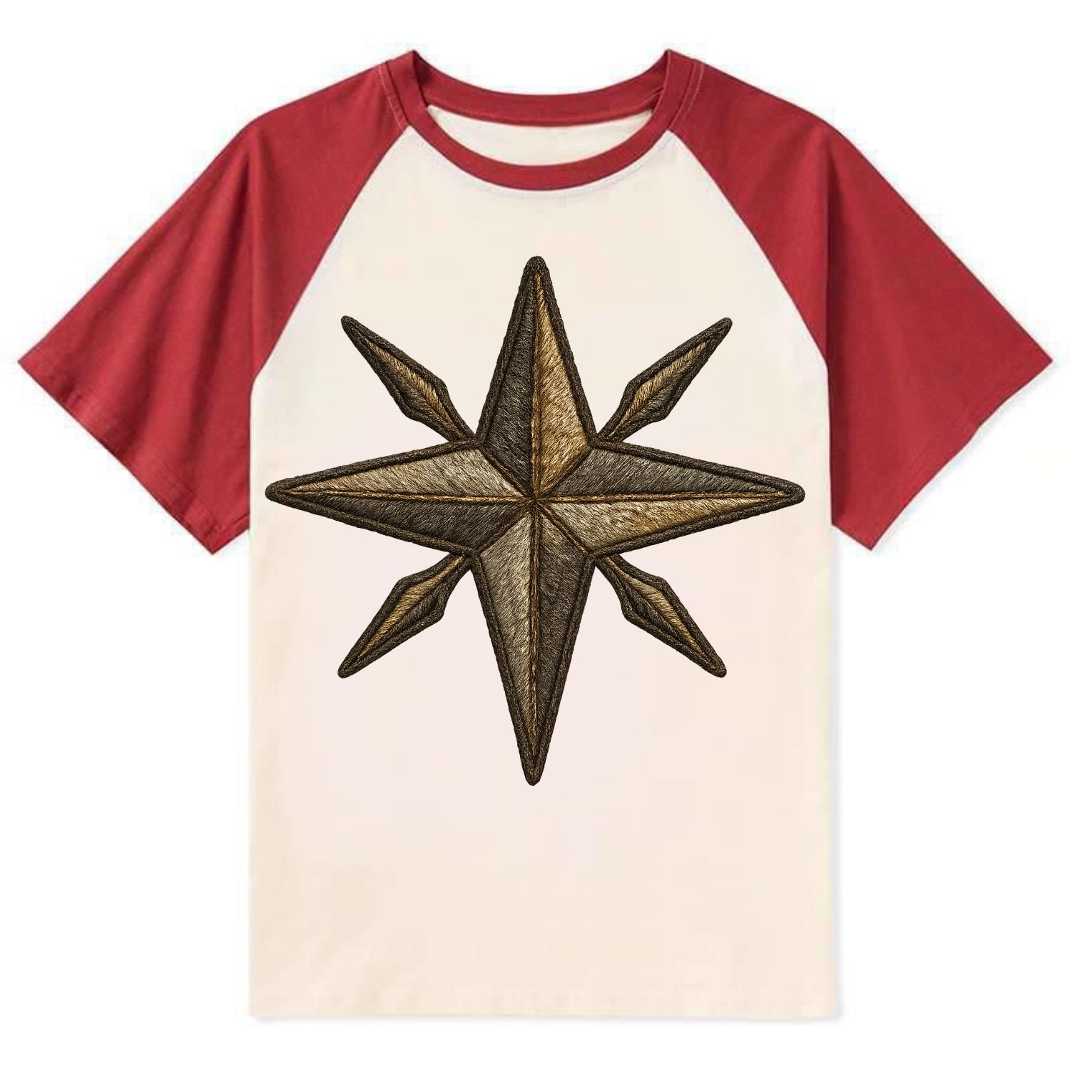 Nautical Star  - Contrast Raglan T-shirt - Red