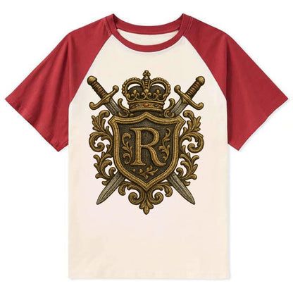 Royal Crest  - Contrast Raglan T-shirt - Red