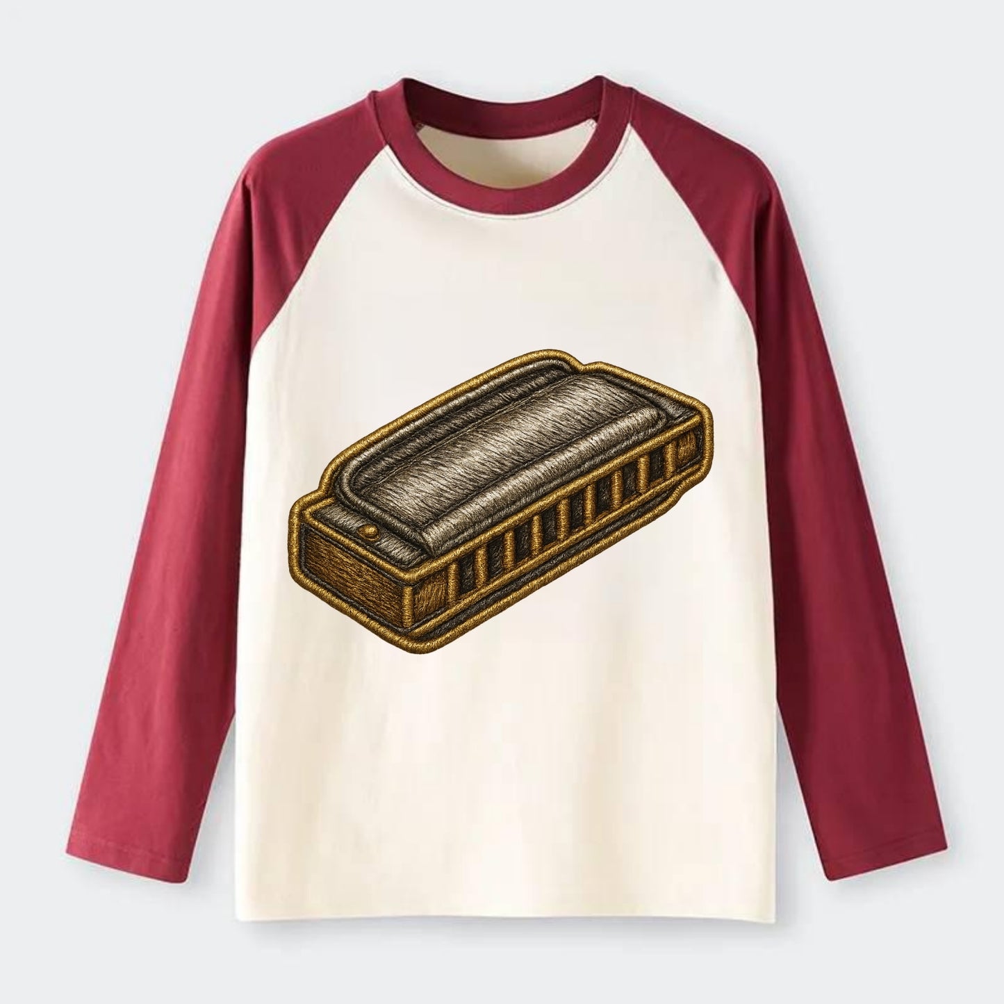 Harmonica  - Raglan Long Sleeve T-Shirt - Red
