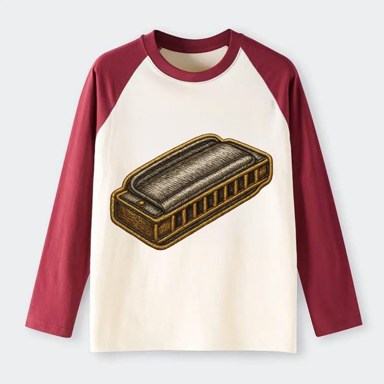 Harmonica  - Raglan Long Sleeve T-Shirt - Red