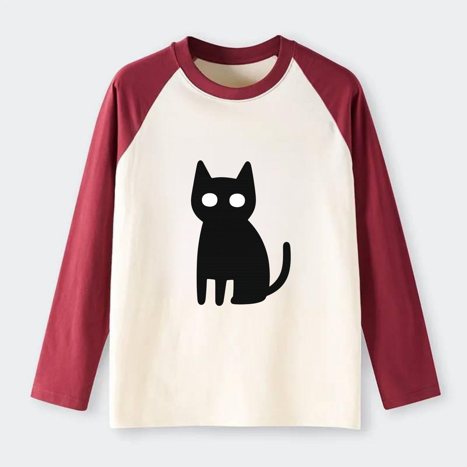 YOU MUST EMBRACE THE VOID | Black cat st - Raglan Long Sleeve T-Shirt - Red