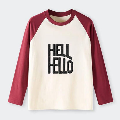 HELL;HELLO BEAUTIFUL Floral Print Hat - Raglan Long Sleeve T-Shirt - Red