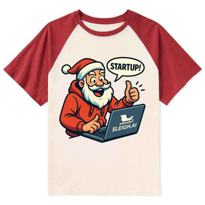 Santa Tech Startup CEO - Contrast Raglan T-shirt - Red