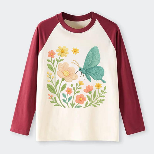 Mint Night Butterfly - Raglan Long Sleeve T-Shirt