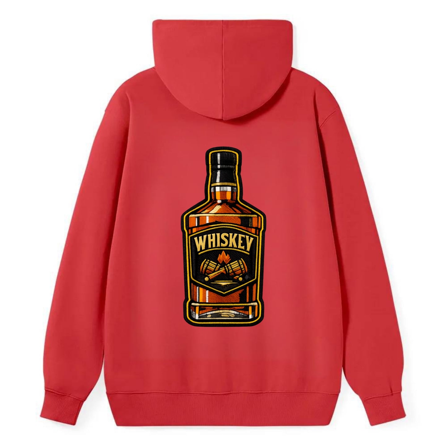 WHISKEY BOTTLE - bourbon bottle in amber and gold , spirits connoisseur - Classic Pullover Hoodie - Red