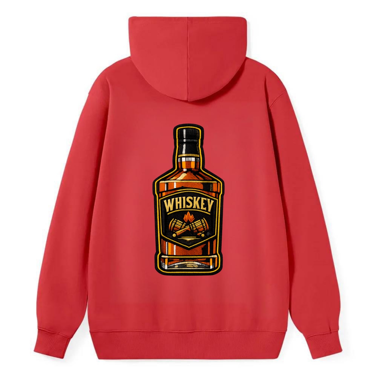 WHISKEY BOTTLE - bourbon bottle in amber and gold , spirits connoisseur - Classic Pullover Hoodie - Red