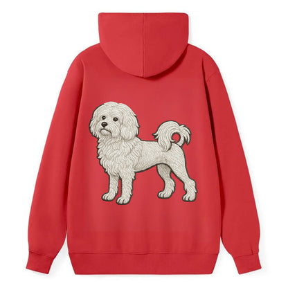 Löwchen - Little Lion Dog white embroidered pose - Classic Pullover Hoodie - Red