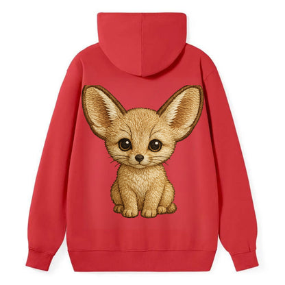 Baby Fennec Fox - huge ears, cream fur, large dark eyes, front-facing, - Classic Pullover Hoodie - Red