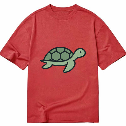 Sea Turtle - Green with shell pattern flat side profile - Classic T-shirt - Red