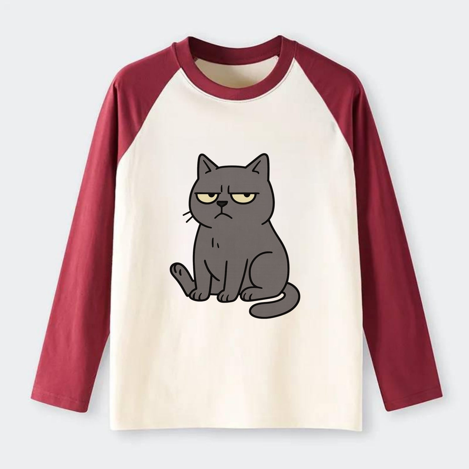The Cat Judging Silently - Raglan Long Sleeve T-Shirt - Red