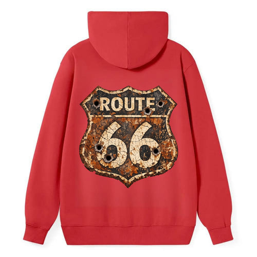 WEATHERED MARKER | Rust-aged Route 66 sign | Desert sun-bleached | Bullet - Classic Pullover Hoodie