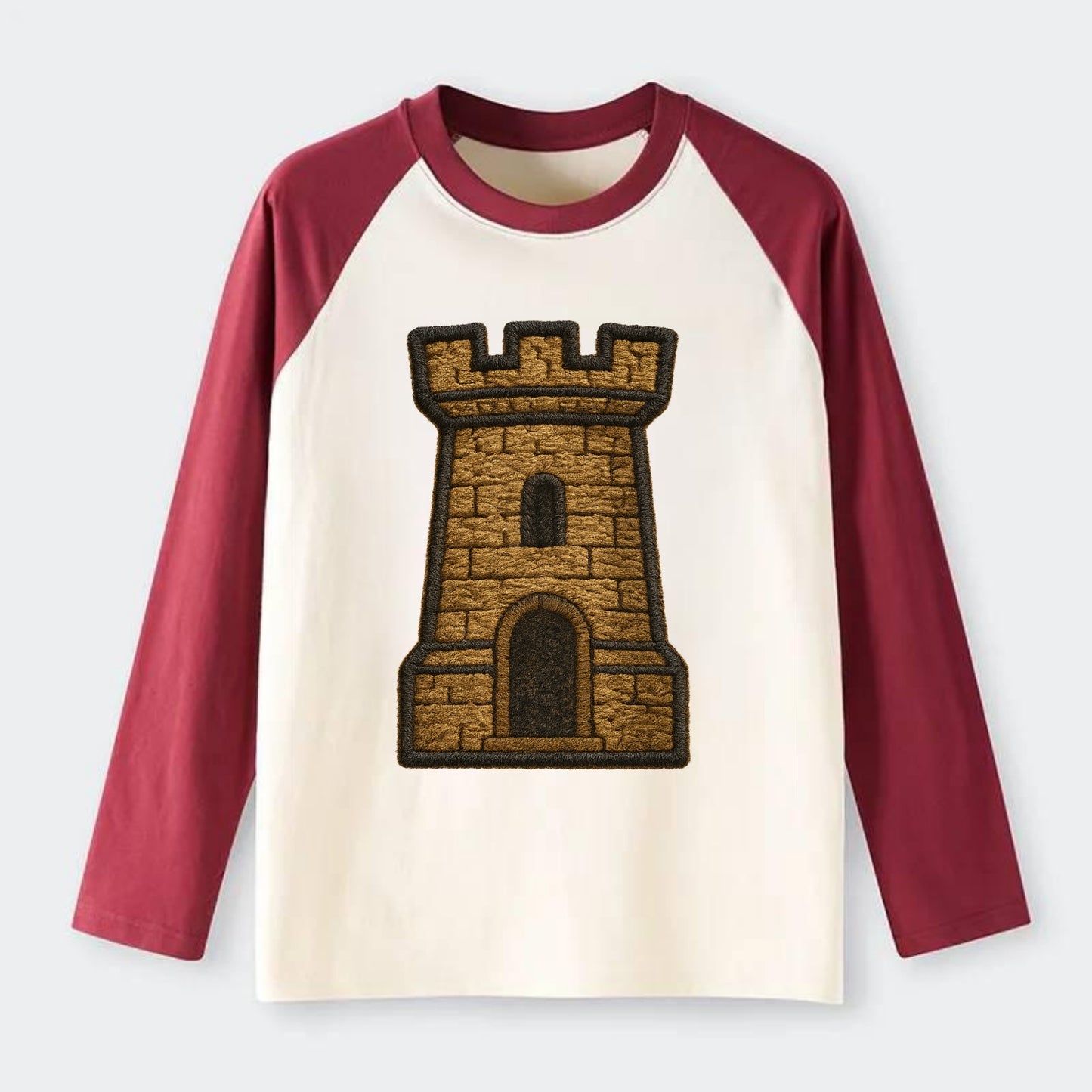 Castle Tower  - Raglan Long Sleeve T-Shirt - Red