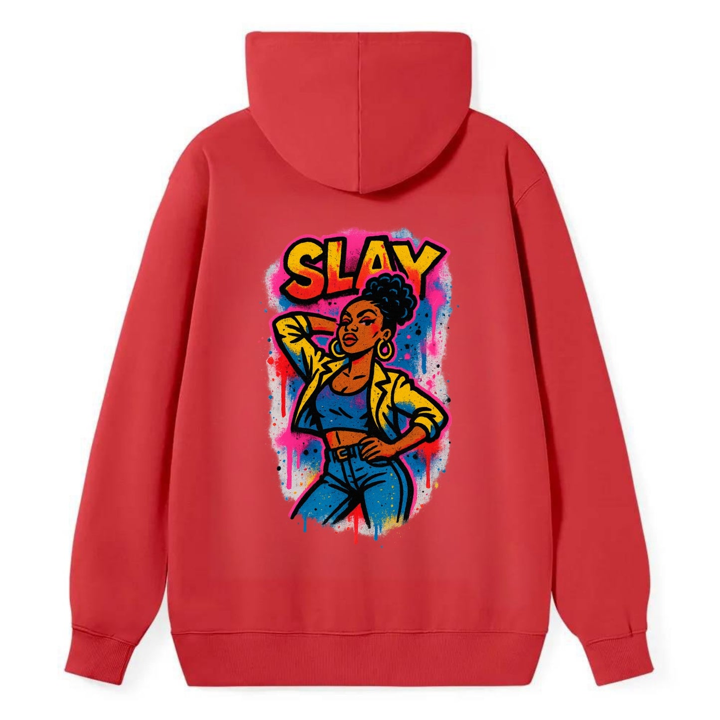 Empowered figure striking confident pose - "slay" culture, fierce and - Classic Pullover Hoodie - Red