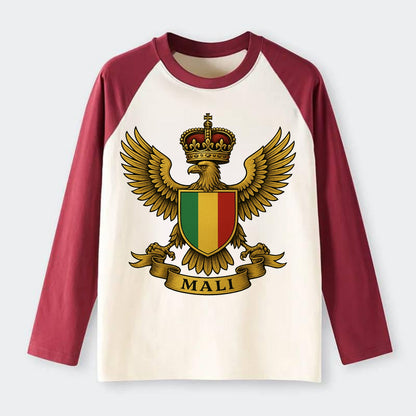 Mali Royal Logo  - Raglan Long Sleeve T-Shirt - Red