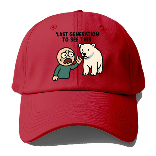 Person waving goodbye to polar bear - Last generation to see this - extinction - Baseball Cap