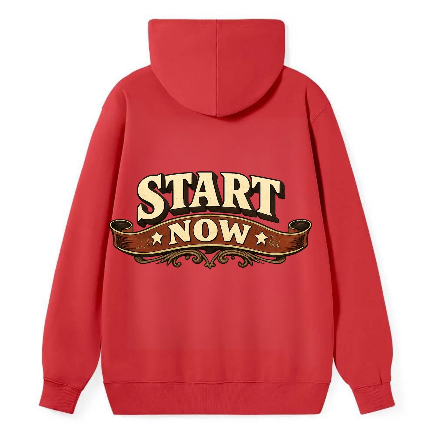 Bold typography design - "START NOW" - begin immediately, no delay - Classic Pullover Hoodie - Red