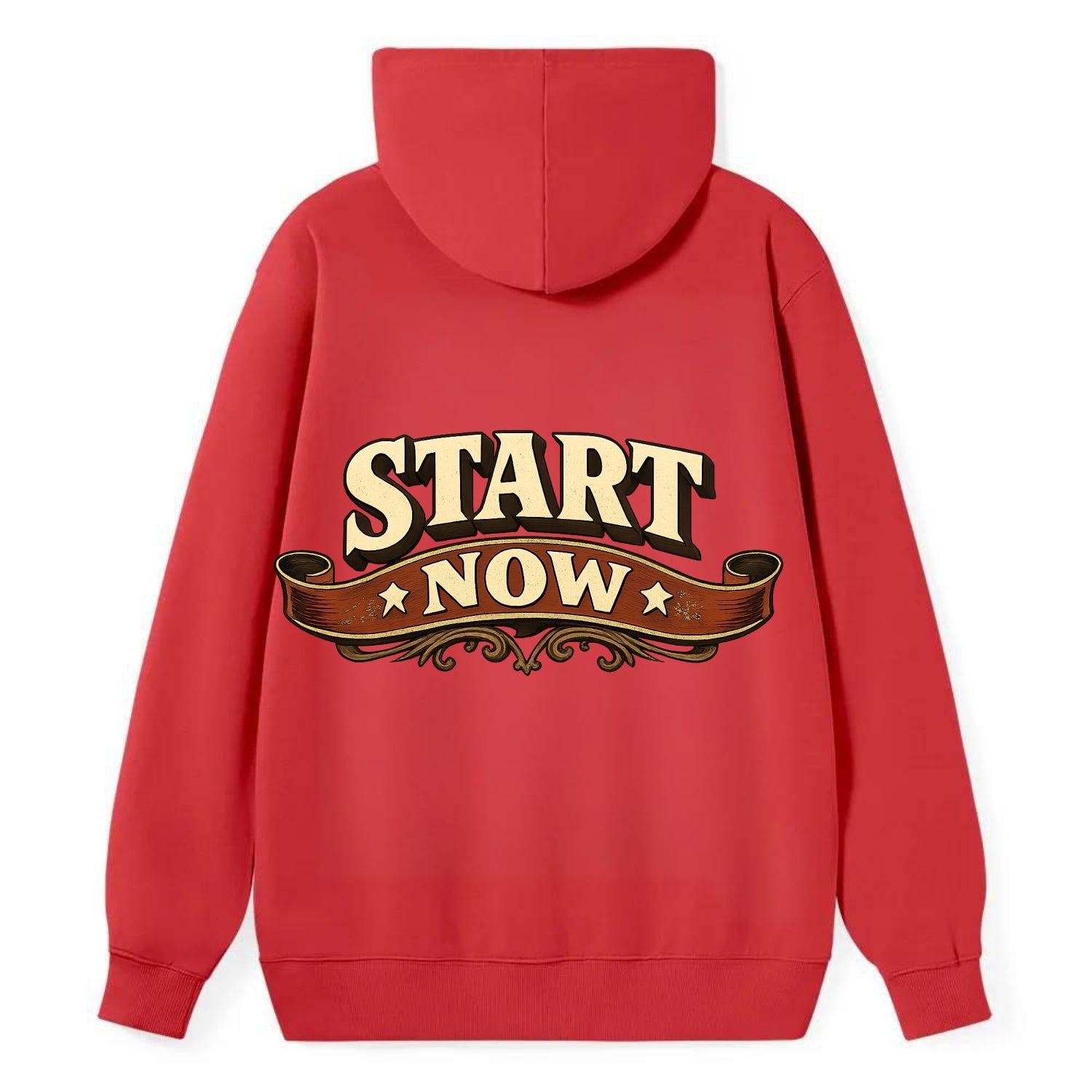 Bold typography design - "START NOW" - begin immediately, no delay - Classic Pullover Hoodie - Red