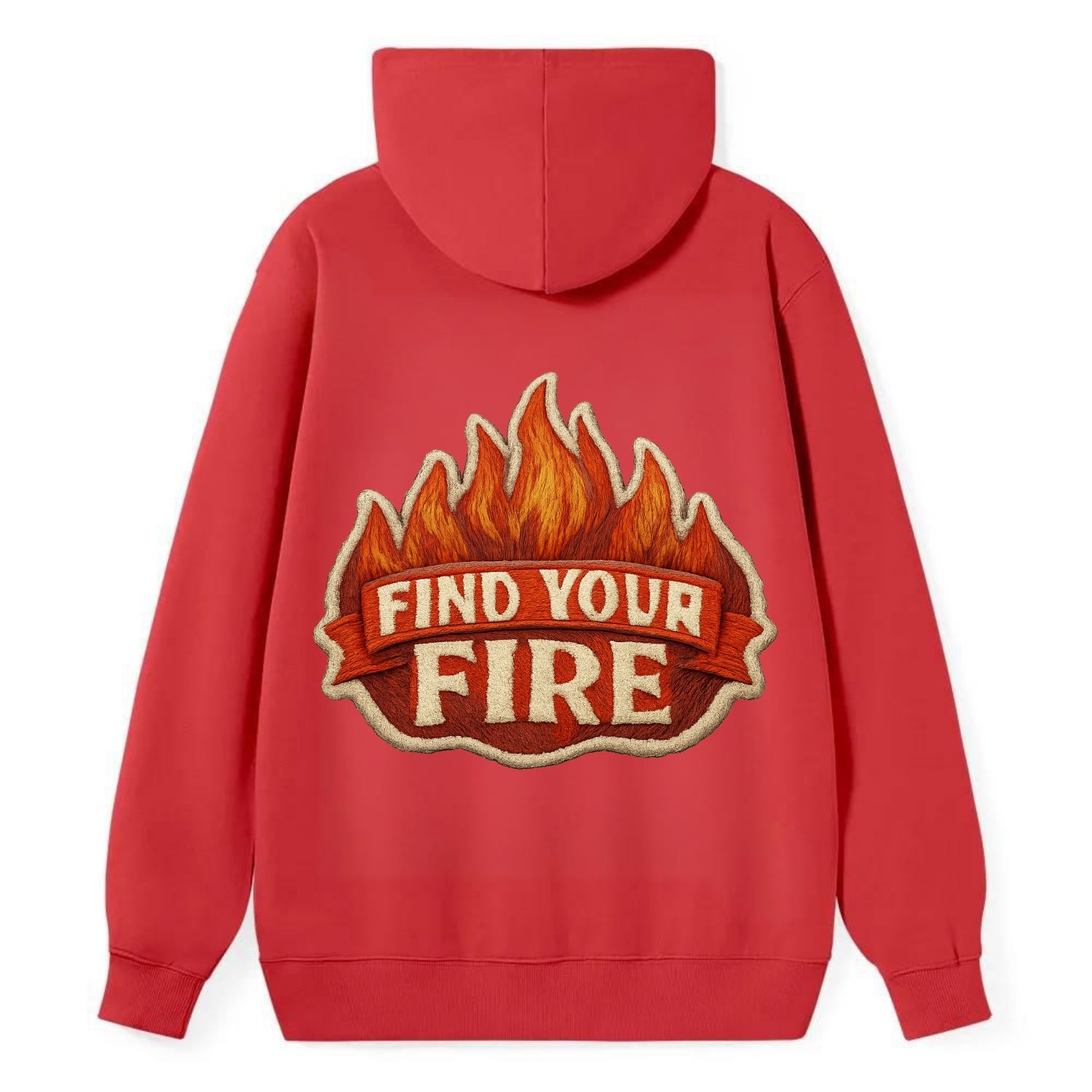FIND YOUR FIRE - flames with text in orange , passion - Classic Pullover Hoodie - Red