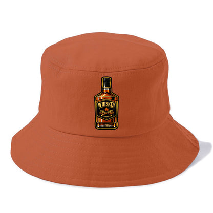 WHISKEY BOTTLE - bourbon bottle in amber and gold , spirits connoisseur - Bucket Hat - Red