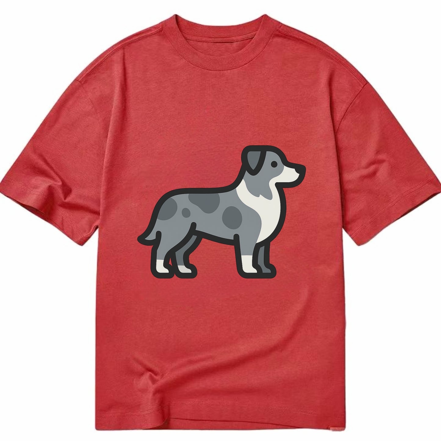 Australian Shepherd - Blue merle flat side profile - Classic T-shirt - Red