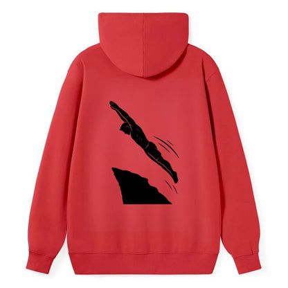 Cliff diver perfect form - Classic Pullover Hoodie - Red