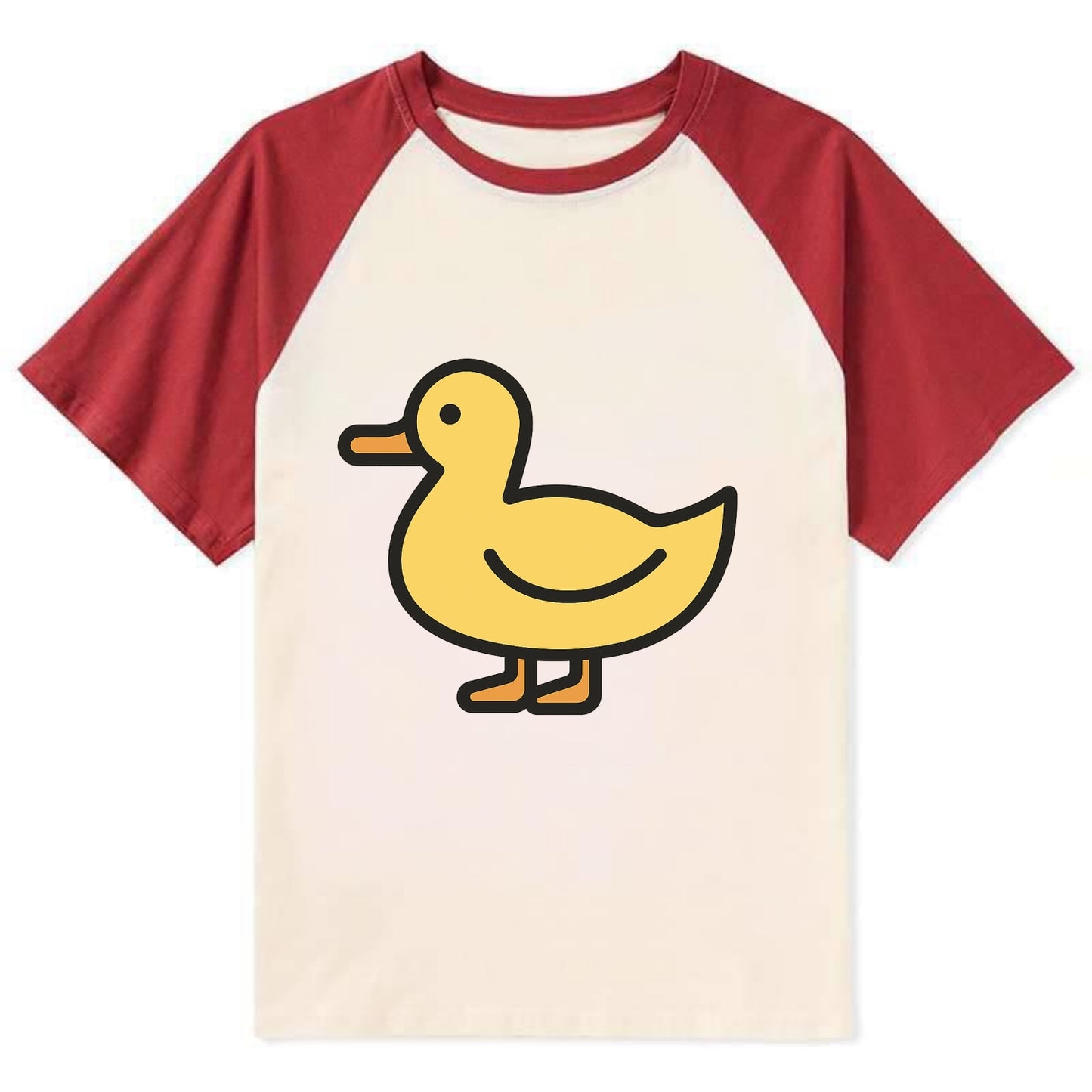Duck - Yellow mallard flat side profile - Contrast Raglan T-shirt - Red