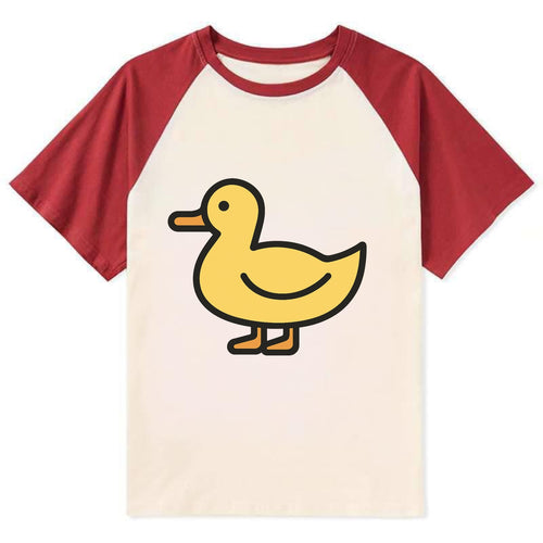 Duck - Yellow mallard flat side profile - Contrast Raglan T-shirt