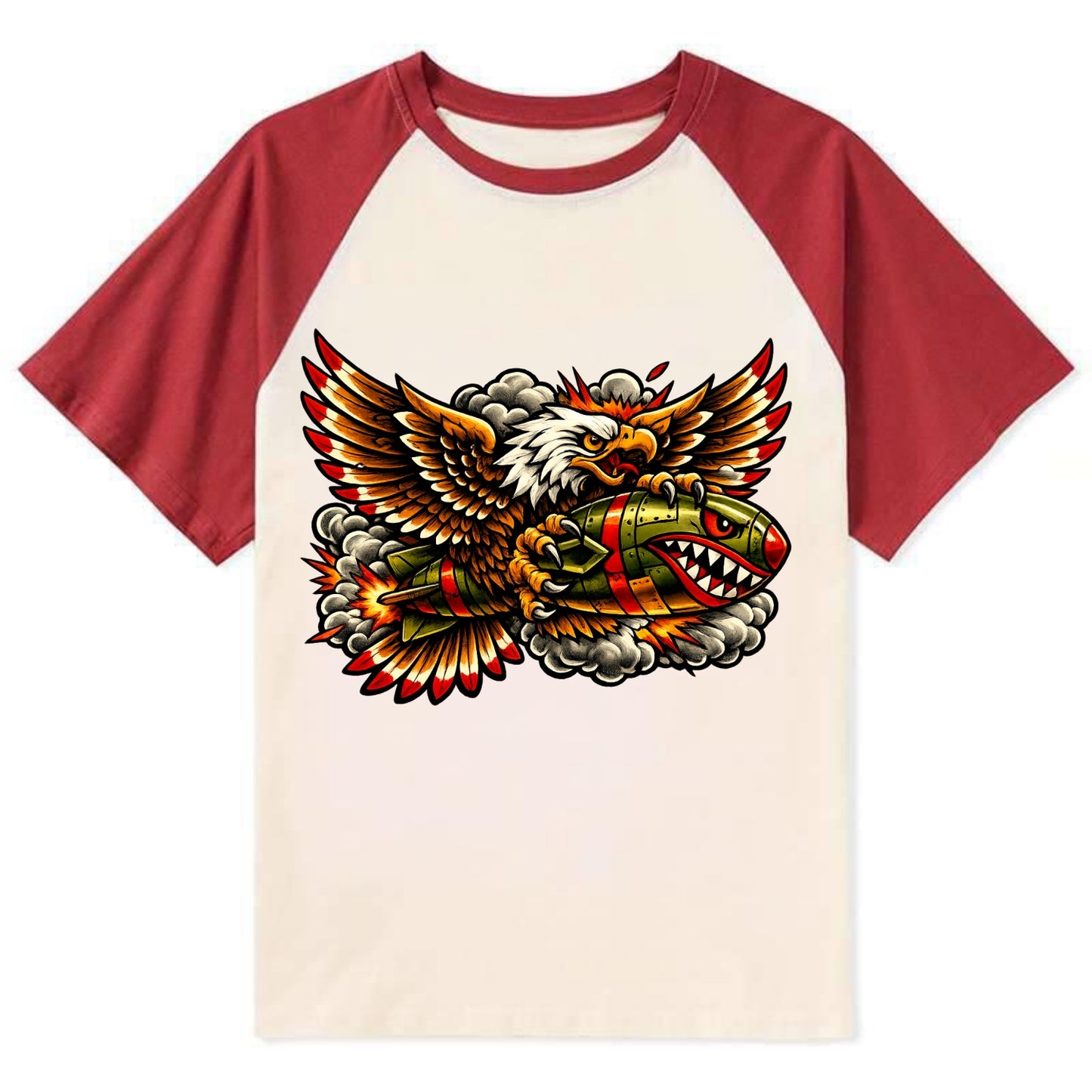 War Eagle Bomb - Contrast Raglan T-shirt - Red