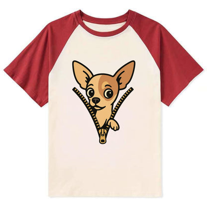 Chihuahua - Contrast Raglan T-shirt - Red